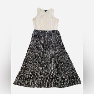 SIMPLY VERA by VERA WANG Ruffle Bottom Ribbed Top Black & White Maxi Dress SZ M